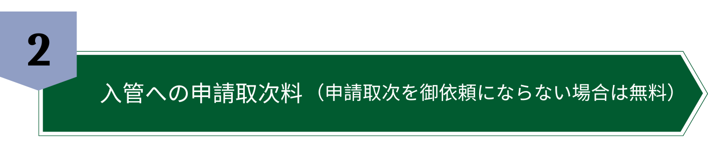 入管への申請取次料（申請取次を御依頼にならない場合は無料）