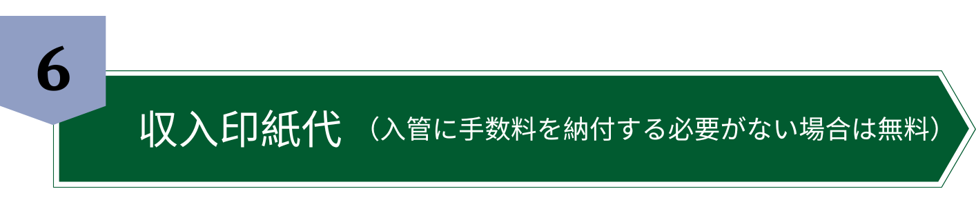 収入印紙代（入管に手数料を納付する必要がない場合は無料）